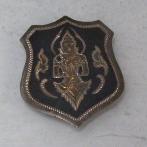 Vintage Sterling Silver Siam Black Dress Sweater Scarf Clip Thai Nakon Goddess